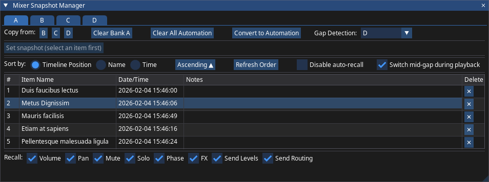 Mixer Snapshot Manager